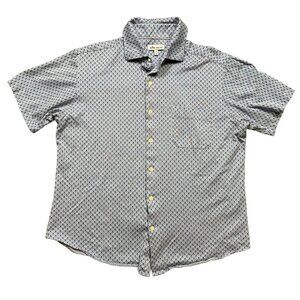 Peter Millar Skull Print Light Blue Button Down Men's Shirt 100% Cotton Sz Large